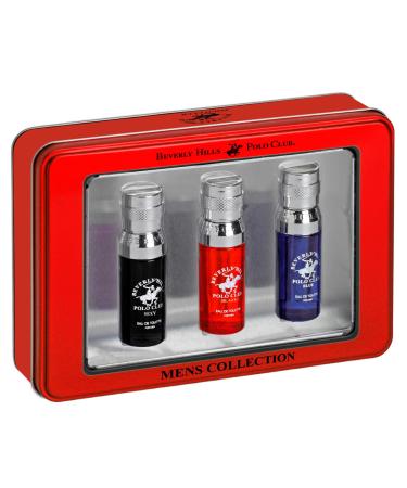 Beverly Hills Polo Club Cologne Gift Set for Men in Collectable Tin 0.5oz Sexy Blaze Blue