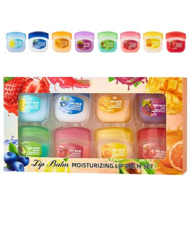 8Pcs Fruit Flavored Lip Care Set Mini Lip Balm Set Anti Chapping Lip Mmoisturizers Priming Colorless Fruit Flavored Lip Gloss Long-lasting Moisturizing And Nourish Lip Mask (1Set/8PCS)
