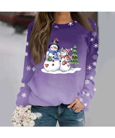 Shop Women's Christmas Sweater - Santa Claus Pullover Long-Sleeved Ugly Moose Print Festive Tops in 3XL Purple - Buy Online on GoSupps.com
