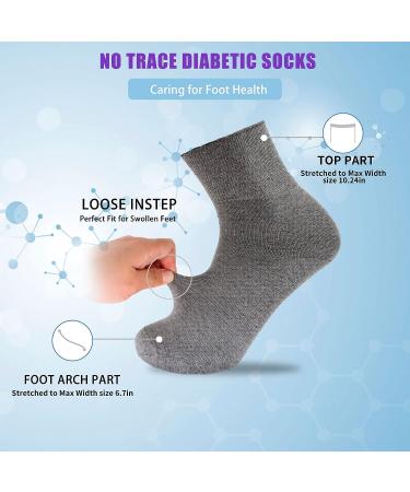6 Pairs Diabetic Ankle Socks for Swollen Feet | Pain Relief Non-Binding Grey+Navy+Black - Buy Online on GoSupps.com
