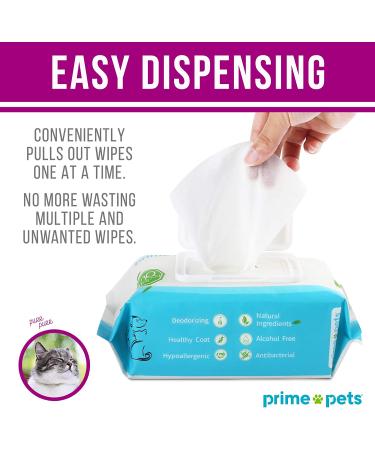 PrimePets Dog Wipes - Deodorizing Pet Grooming Wipes 8 x 6 Fragrance Free - 100ct per Pack - Cat Wipes for Paws, Face, Butt, Eyes, Ears - 3 Packs- 300 Wipes Total - Buy Online on GoSupps.com