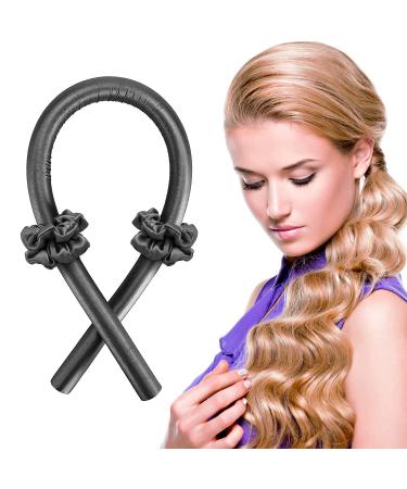 Heatless Curls Buybeybuy Heatless Curling Rod Headband 100% Silk Heatless Hair Curler for Long Hair, Heatless Hair Curling Ribbon Heatless Curls Headband No Heat Curlers with Two Hair Rings (Black)
