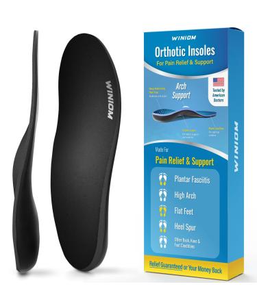 Orthotic Insoles for Plantar Fasciitis - Arch Support Shock Absorption Shoe Inserts for Men & Women - Relieve Heel & Foot Pain Ideal for Flat Feet (Black M 8-8.5 / W 10-10.5) Men 8-8.5 / Women 10-10.5 Black