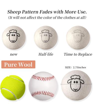Organic XL Wool Dryer Balls - 6 Pack Sheep Pattern | Cute Fabric Softener | Shorten Drying Time | Reusable Laundry Essential - Buy Online on GoSupps.com