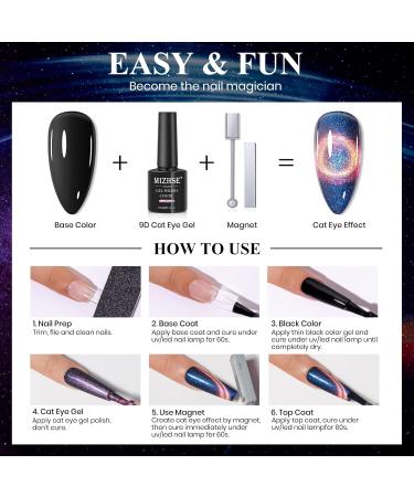MIZHSE 9D Cat Eye Gel Nail Polish Set - 6 Colors with 2 Magnetic Sticks | Chameleon Galaxy Effect | Soak Off Nail Art Gift for Ladies - Buy Online on GoSupps.com