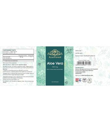 AyurForest Aloe Vera Capsules (500mg) - Immunity & Digestive Support | IC & Painful Bladder Relief | 120 Count - Buy Online on GoSupps.com
