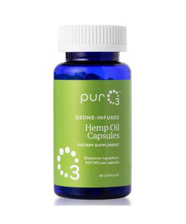 PurO3 Hemp Seed Oil Capsules - High Potency Pure Ozonated Oils for Immune Support & Wellness Benefits - Organic Oxygen Infused Supplement - 90 Veggie Softgels Hemp Oil Capsules 90 Count (Pack of 1)