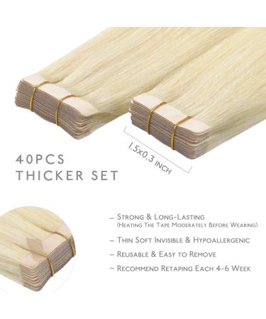 Buy If-of-Hearted Tape Extensions | 40pcs 80g 30cm Platinum Blonde Real Hair | Invisible Tape-In Extensions - Silky Straight Skin Weft - Buy Online on GoSupps.com