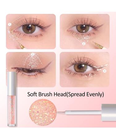 Erinde Liquid Glitter Eyeshadow Eyeliner - Korean Makeup Tear Drop Shimmer Metallic - Long-Wearing Water-Texture Formula - Loose Glitter Glue for Crystals - Pink Dreamland 05 - Buy Online on GoSupps.com
