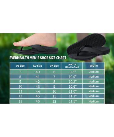 Everhealth Men's Arch Support Flip Flops - Orthotic Sandals for Comfortable Walking - Black, Size 9 - Buy Online on GoSupps.com