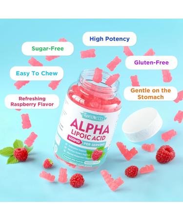 Alpha Lipoic Acid Gummies 600mg - High Absorption ALA Supplement for Antioxidant Support Vegan Sugar-Free Raspberry Flavor 60 Count 60 Count (Pack of 1) - Buy Online on GoSupps.com