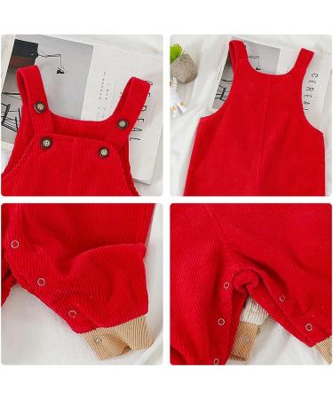 Volunboy Unisex Baby Cotton Dungarees | Toddler Corduroy Striped Overalls | 18-24 Months | Red - Buy Online on GoSupps.com