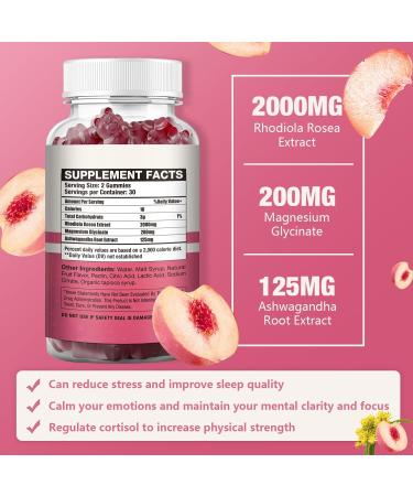 Buy 2 Packs 2000MG Sugar Free Rhodiola Rosea Gummies | Non-GMO Cortisol Reducer & Mood Support | 120 Vegetarian Chews for Stress Relief & Endurance - Buy Online on GoSupps.com