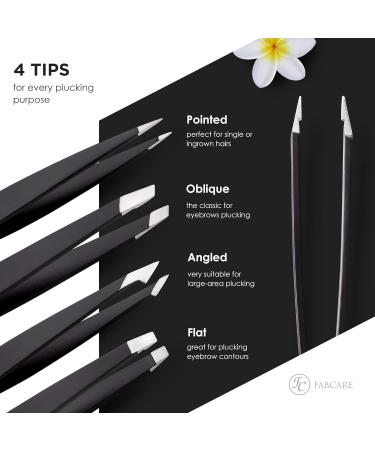 Professional Eyebrow Tweezers with Case - Anti-Slide Coating & Improved Grip - Plucking Fabcare for Perfectly Shaped Brows - Buy Online on GoSupps.com