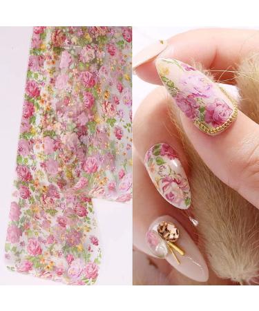 10 Rolls Flower Print Nail Foil Transfer Stickers - Colorful Floral Pattern Sheets for DIY Nail Decoration | Makartt Nail Art Design Tool - Buy Online on GoSupps.com