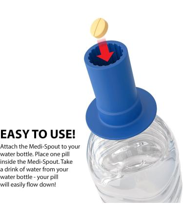 Ezy Dose Medi-Spout | Pill Assist Cap for Easy Swallowing | Fits Most Plastic Water Bottles - Adults | Ideal for Pills, Medicine, Vitamins - Buy Online on GoSupps.com