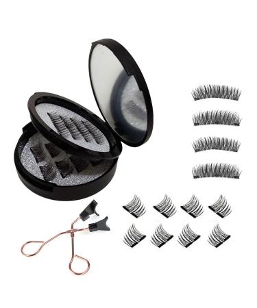 Goerpn Magnetic Eyelashes No Glue 3D Magnetic False Lashes with Applicator 2 Types Natural Fake Eyelash Set Reusable Waterproof Eyelashes Kit Dual Magnetic lashes Easy to Wear