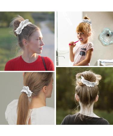 Dimeho White Lace Scrunchies for Women Large Hair Scrunchies Elastic Hair Ties Soft White Lolita Scrunchie Double Layer Hair Bands Ponytail Holder Accessories for Women Thick Curly Hair - Buy Online on GoSupps.com