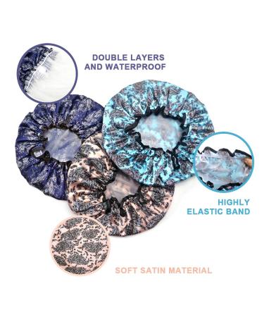 Luckindom 3 Pack Large Waterproof Shower Caps for Women - Adjustable & Reusable Bath Cap for Hair Protection - Buy Online on GoSupps.com