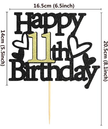 Sumerk Glitter Happy 11th Birthday Cake Toppers 11th Cake Topper 11th Birthday Cake Decorations Party Supplies for Boys Girls - Pack of 1 - Buy Online on GoSupps.com