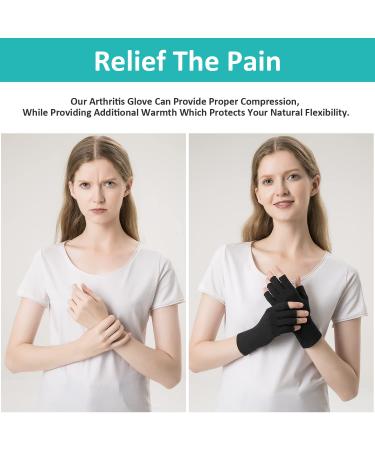 2 Pairs Arthritis Gloves Fingerless Compression Gloves for Relieve Rheumatoid Arthritis Osteoarthritis Carpal Tunnel Joint Pain for Women and Men to Daily Work (Black Large) Black Large - Buy Online on GoSupps.com