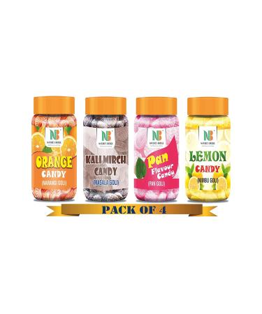 Nature's Bridge Sweet Candy (Orange Mix Kalimirch Masala Lemon Flavour) Combo Jar Pack of 4 Each 200 Gm_Packing May Vary