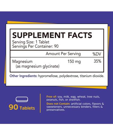 Gutcha Magnesium Glycinate Supplement 150mg for Leg Cramps & Relaxation - 90 Tabs - Buy Online on GoSupps.com