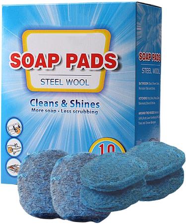 Metal Scrubber Brush Pre-Soaped Steel Wool Cleaner Brush Portable Metal Scouring Cleaning Pads for Dishes Pots Pans - Buy Online on GoSupps.com