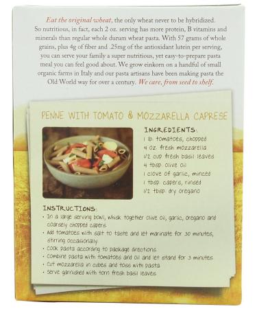 Jovial Einkorn 100% Organic Whole Wheat Penne Rigate - High Protein Einkorn Pasta - Non-GMO, USDA Certified - Made in Italy - 12 Oz (Pack of 6) - Lower Carb, Delicious Option - Buy Online on GoSupps.com