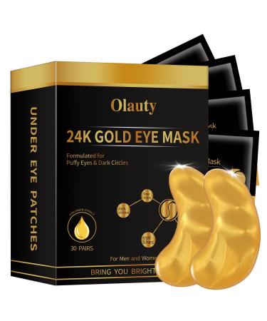 Under Eye Patches for Puffy Eyes (30 Pairs) Golden Under Eye Mask for Dark Circles and Puffiness Gel Crystal Collagen Skin Care Products Eye Patches Effectively Moisturizing Nourishes Travel Eye Mask