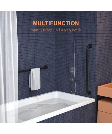 2 Pack 40 Inch Matte Black Stainless Steel Shower Grab Bar - Bathroom Safety Hand Rail Support - Handicap Elderly Senior Assist Bath Handle - Buy Online on GoSupps.com