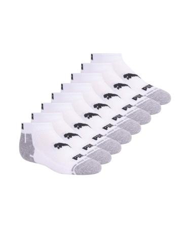 PUMA Kids' 8 Pack Low Cut Socks 7-8.5 White