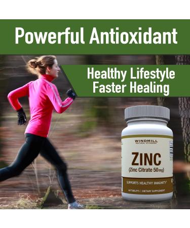 Windmill Zinc Citrate 50mg Immune Support Dietary Supplement 60 Count - Multi - Buy Online on GoSupps.com