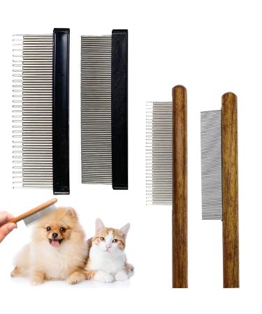 Stainless Steel Pet Comb Pet Combs With Wooden Handle Pet Grooming Comb Skin Friendly Comb Anti-Tangle Comb Removes Knots And Tangles Solid Wood Comb For Removing Floating Hair And Fleas