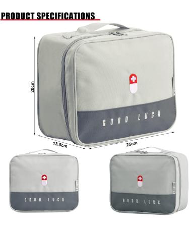 Large Capacity Waterproof Medicine Bag | Portable Travel Pharmacy & First Aid Bag | Emergency Medication Storage (Gray) - Buy Online on GoSupps.com