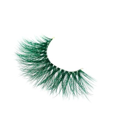 VNIHTT 20mm 3D Mink Colored Eyelashes - Green Dramatic Look for Cosplay, Stage, Halloween - Soft & Fluffy Fake Lashes - 1 Pair - Buy Online on GoSupps.com