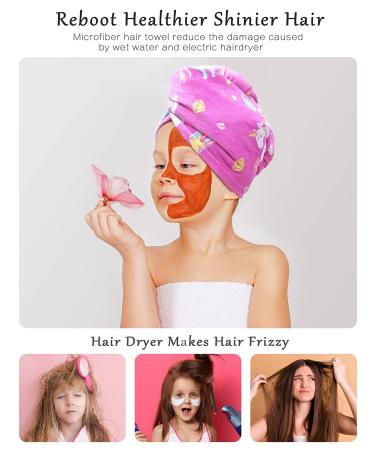 2-Pack Unicorn Hair Towel Set | Quick Dry Microfiber Hair Drying Towels for Kids, Girls, Women | Turban Hair Wrap | Unicorn/Floral Design - Buy Online on GoSupps.com