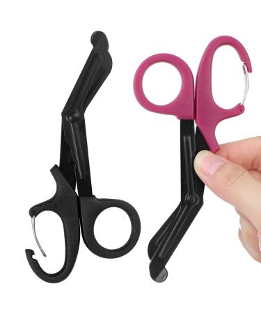 2 Pack Trauma Shears 5.8 Inch Stainless Steel Medical Scissors Bandage Scissors with Carabiner Nursing Scissors Surgical Scissors for Nurses Doctors Nursing Students EMT and EMS(Black+Burgundy)