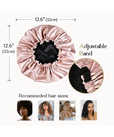 YANIBEST Silk Satin Bonnet for Sleeping - Blush Pink Large | Reversible Hair Cap for Curly Natural Hair Women - Buy Online on GoSupps.com