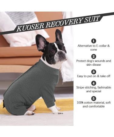 Kuoser XXL Gray Dog Recovery Suit - Post-Op Body Anti-Licking Wound Protection Cone Alternative for Dogs - Buy Online on GoSupps.com