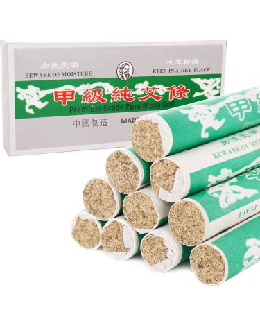 Barelove Pure Moxa Rolls, Handmade Natural Mild Moxibustion Mugwort Sticks Chinese Medicine for Pain Relief (Box of 10 Rolls) (1 Box) Moxa Stick 1 Box