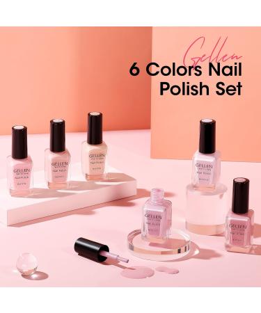 Gellen Nail Polish Set - 6 Nude Pink Color Gel Nail Polish Quick Dry Nail Polish Air Dry Nail Polish Nail Art Designs DIY Home Gel Manicure Set Ballerina Slippers - Buy Online on GoSupps.com