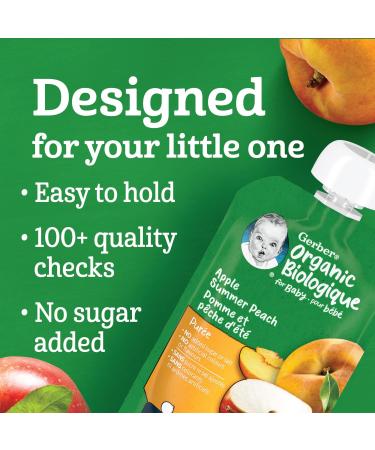 Nestle Gerber Nestle Gerber Organic Puree Apple & Summer Peach 128ml Pouch - Buy Online on GoSupps.com