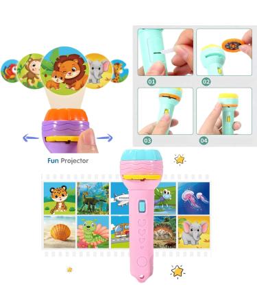 2 PCs Children's Flashlight Projector Toy - 80 Animal Patterns Dinosaurs & Transport Vehicles | Ideal for Kids' Educational Fun - Buy Online on GoSupps.com