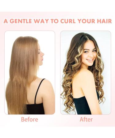 No Heat Hair Curling Kit for Long Hair Heatless Hair Curler with Hair Bands Clips Sleep Overnight EVA Foam Hair Rollers Wavy Curly Hiarstyles Pink - Buy Online on GoSupps.com