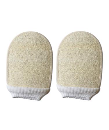 2 Pieces Loofah Exfoliating Glove Loofa Scrubber Body Glove Natural Loofah Bathing Gloves Exfoliating Bath Brush Organic Bathing Glove