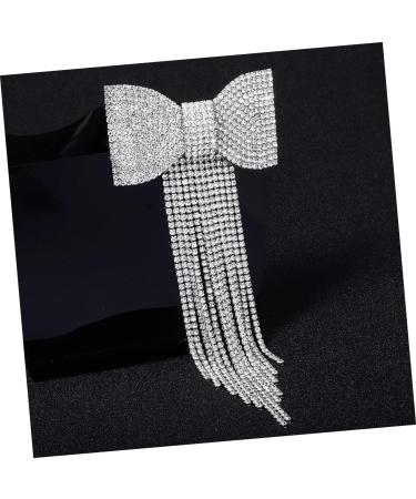 FRCOLOR Wedding Rhinestone Bow Tassel Hair Clip veils for brides rhinestone hair bowknot clip hair bow crystal bow clip veil hair bow luxurious bridesmaid rhinestones Bridal Hair Clip - Buy Online on GoSupps.com