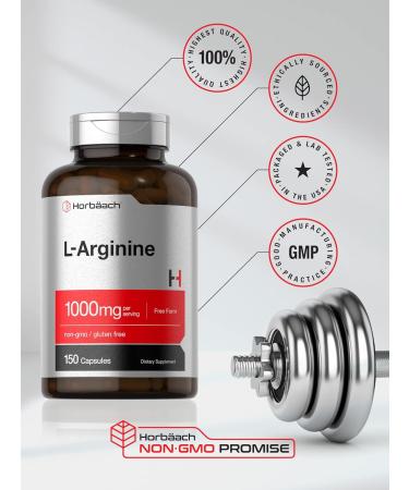 Horb ach L Arginine Supplement 1000mg Capsules | 150 Powder Pills | for Men and Women | Free Form | Non-GMO & Gluten Free Supplement - Buy Online on GoSupps.com