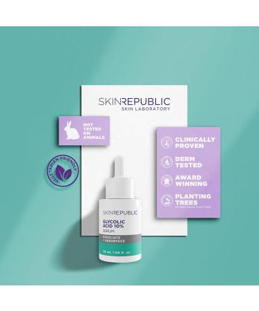 Skin Republic Glycolic Acid 10% Exfoliating Serum to visibly brighten refine tone and smooth skin texture (30ml) - Buy Online on GoSupps.com