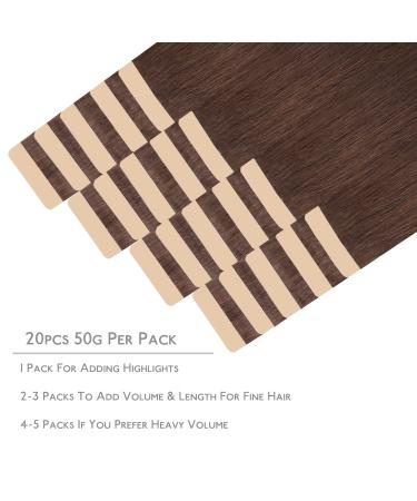 Buy Salife Tape Extensions - 20pcs 50g 20 Inch Chocolate Brown Remy Hair - Invisible Skin Weft - Buy Online on GoSupps.com